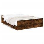 vidaXL Cadre de lit avec tiroirs sans matelas chêne fumé 120x200 cm