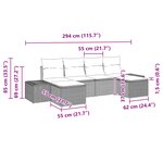 vidaXL Set de 6 pièces de canapé de jardin avec coussins Noir Poly Rotin Acacia