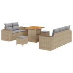Ensemble de Canapés de Jardin 8 Pièces avec Coussins Beige rattan synthétique acacia