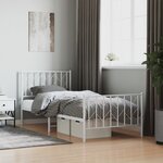 vidaXL Cadre de lit métal sans matelas avec pied de lit blanc 90x200cm