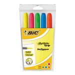 Pochette de 5 Surligneurs HIGHLIGHTER GRIP Pte Biseau Moy J/R/V/B/O BIC