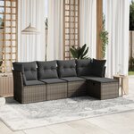 vidaXL Salon de jardin 5 Pièces avec coussins gris résine tressée