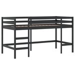 vidaXL Lit mezzanine enfants et rideaux blanc/noir 90x200cm pin massif