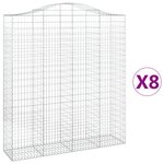 vidaXL Paniers à gabions arqués 8 Pièces 200x50x220/240 cm Fer galvanisé