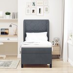 Lit avec sommier à ressorts et matelas vidaXL Gris foncé 80x200 cm en Velours