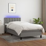 vidaXL Sommier à lattes de lit avec matelas et LED Gris foncé 90x190cm