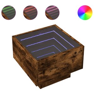 vidaXL Table d'appoint et LED chêne fumé 40x40x30 cm bois d'ingénierie