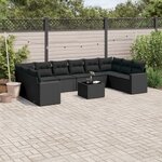 vidaXL Salon de jardin 11 Pièces avec coussins noir résine tressée