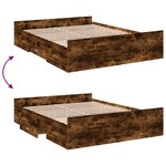 vidaXL Cadre de lit et tiroirs chêne fumé 150x200 cm bois d'ingénierie
