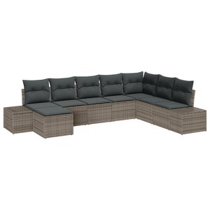 vidaXL Ensemble de canapé de jardin de 8 pièces avec coussins gris poly rotin