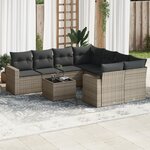 vidaXL Salon de jardin 9 Pièces avec coussins gris résine tressée