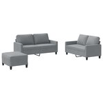 vidaXL Ensemble de canapés 3 Pièces avec coussins Gris clair Tissu