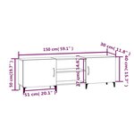 vidaXL Meuble TV noir 150x30x50 cm bois d'ingénierie