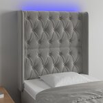 vidaXL Tête de lit à LED Gris clair 83x16x118/128 cm Velours