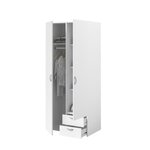 Armoire VARIA - blanc - 2 portes battantes + 2 tiroirs - 81 cm x 185 x 51 cm