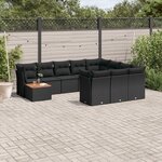 vidaXL Salon de jardin 11 Pièces avec coussins noir résine tressée