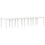 Set de salle à manger jardin vidaXL 13 pièces avec coussins en poly rattan blanc