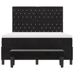 vidaXL Lit à ressorts avec matelas & banc noir 140x190 cm en velours