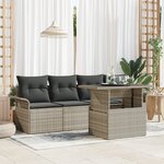 vidaXL Ensemble de canapé de jardin 5 pièces avec coussins gris clair en polyrotin