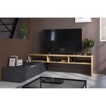 Meuble TV RAW - chêne et Steam noir - 1 abattant + 1 tiroir - 4 modulations au choix - 250 x 50 x 46.6 cm