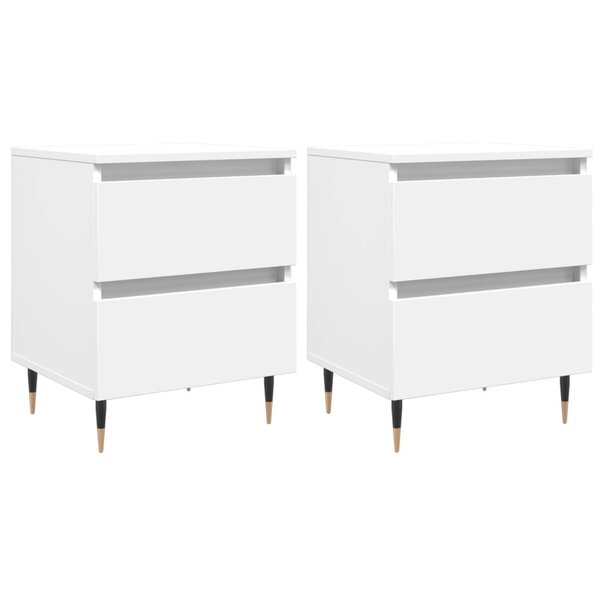 vidaXL Tables de chevet 2 Pièces blanc 40x35x50 cm bois d’ingénierie