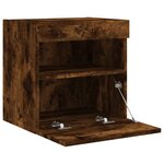 vidaXL Meubles TV muraux et lumières LED 2Pièces chêne fumé 40x30x40 cm