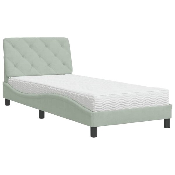 vidaXL Lit avec matelas gris clair 80x200 cm velours