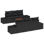 vidaXL Ensemble de Canapés de Jardin 7 pièces avec coussins Noir Poly Rotin Acacia