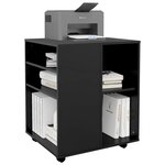 vidaXL Armoire à roulettes Noir 60x53x72 cm Bois d’ingénierie