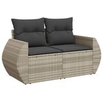vidaXL Salon de jardin 6 Pièces avec coussins gris clair résine tressée