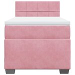 vidaXL Sommier à lattes de lit avec matelas Rose 100x200 cm Velours