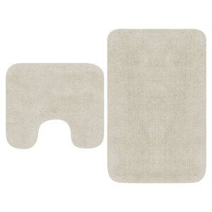 vidaXL Jeu de tapis de salle de bain 2 Pièces Tissu Blanc