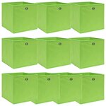 vidaXL Boîtes de rangement 10 Pièces Vert 32x32x32 cm Tissu