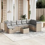 vidaXL Salon de jardin avec coussins 9Pièces mélange beige résine tressée
