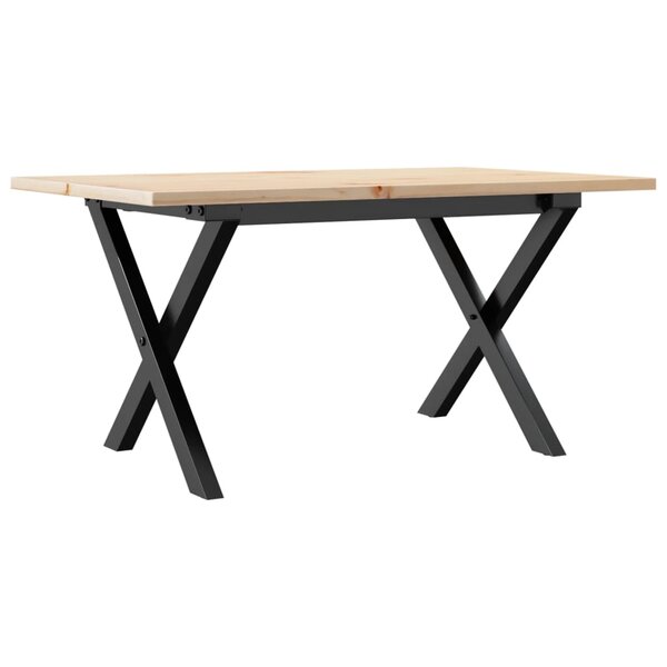 vidaXL Table basse cadre en X 80x50x40 cm bois de pin massif et fonte