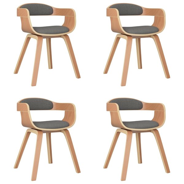 vidaXL Chaises de salle à manger 4 Pièces gris clair bois courbé et tissu