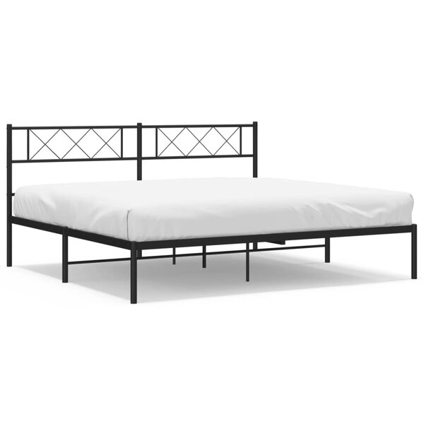 vidaXL Cadre de lit métal avec tête de lit noir 180x200 cm