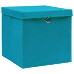 vidaXL Boîtes de rangement et couvercles 10 Pièces Bleu 32x32x32 cm Tissu