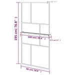 vidaXL Paroi de douche avec étagère Noir 100x195cm Verre ESG&Aluminium