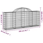 vidaXL Paniers à gabions arqués 11 Pièces 200x30x80/100 cm Fer galvanisé