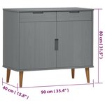 vidaXL Buffet MOLDE Gris 90x40x80 cm Bois massif de pin
