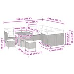 Ensemble de Canapés de Jardin 12 Pièces avec Coussins Beige Rattan Poly Acacia