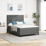 vidaXL Lit à sommier avec matelas & LED gris foncé 160x200 cm en tissu