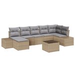 vidaXL Ensemble de canapé de jardin 8 pièces avec coussins rotin noir