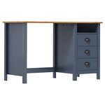 vidaXL Bureau Hill avec 3 tiroirs Gris 120x50x74 cm Pin solide