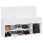 vidaXL Banc à chaussures Blanc 105x30x45 cm Bois d'ingénierie