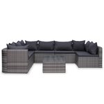 Salon de jardin meuble d'extérieur ensemble de mobilier 8 pièces avec coussins résine tressée gris 02_0017684