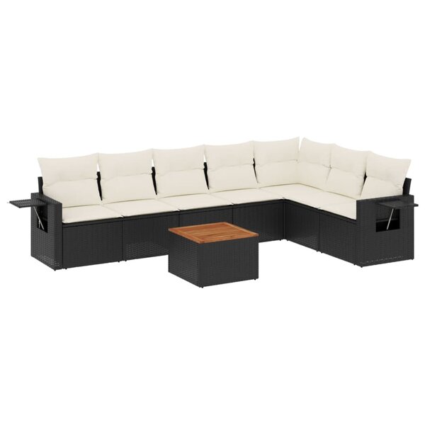 vidaXL Salon de jardin 8 Pièces avec coussins noir résine tressée