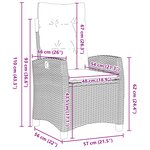 vidaXL Ensemble de salle à manger de jardin de 3 pièces avec coussins en poly rattan marron