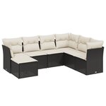 vidaXL Salon de jardin 7 Pièces avec coussins noir résine tressée